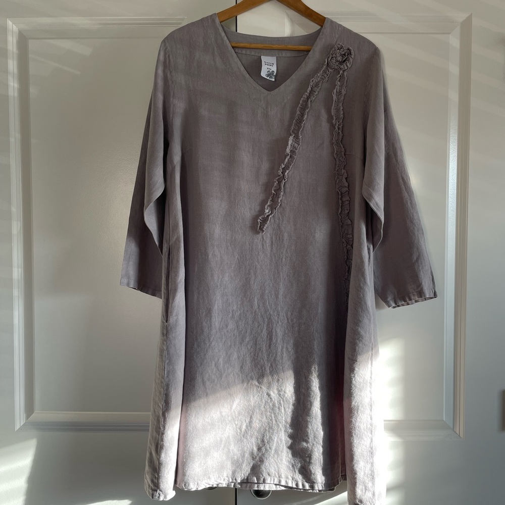 Match Point Grey Linen Dress